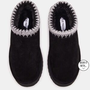 New , Steve Madden Black Suede Slip-On Mules